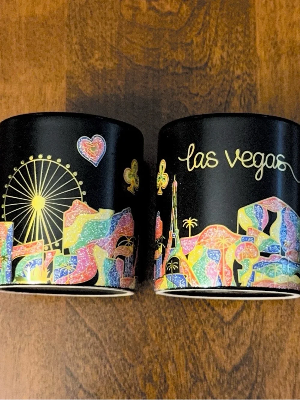Set of 2 Las Vegas Espresso Shot Cups | Colorful Skyline Souvenir Mugs